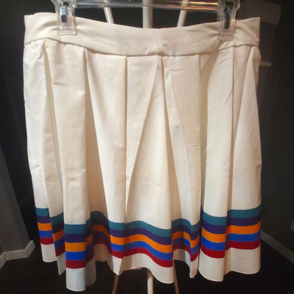 Pleated mini skirt, striped rainbow, Shein, size 0XL
